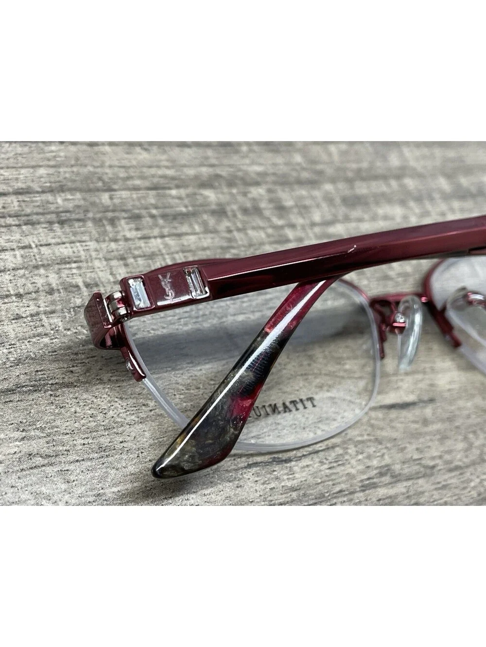 Yves Saint Laurent YSL-4633J 37P Half Rim Red Titanium 52[]17 Eyeglasses Frames
